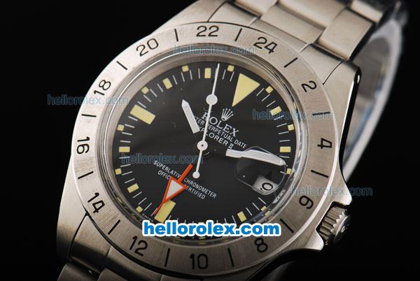 Rolex Explorer II Swiss ETA 2836 Automatic Movement Working GMT with Black Dial-Yellow Stick Markers - Click Image to Close